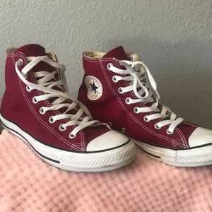Maroon high top chuck taylors
